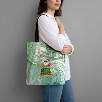 Hawaii Mele Kalikimaka Tote Bag Hula Santa Retro Style Green - Polynesian Pride