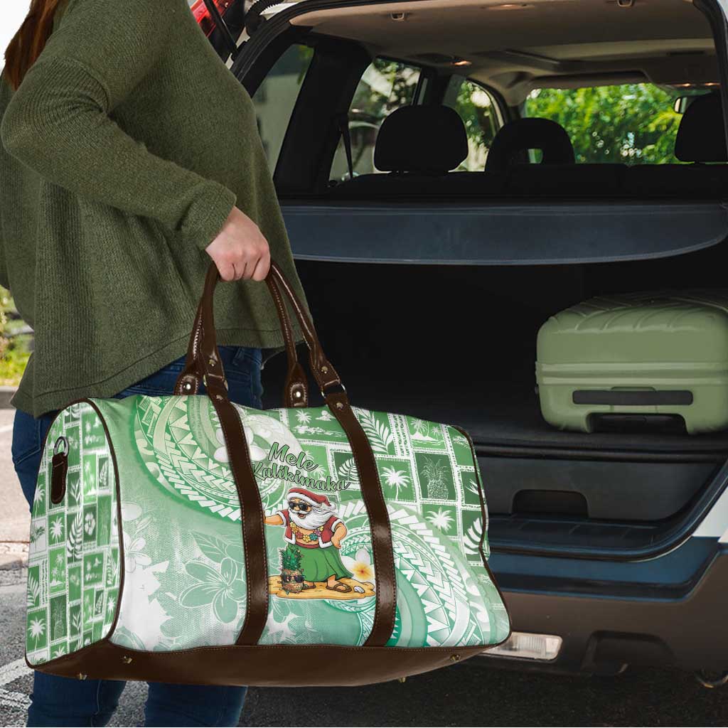 Hawaii Mele Kalikimaka Travel Bag Hula Santa Retro Style Green - Polynesian Pride