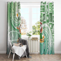 Hawaii Mele Kalikimaka Window Curtain Hula Santa Retro Style Green - Polynesian Pride