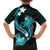 Aqua Polynesian Pattern With Tropical Flowers Family Matching Long Sleeve Bodycon Dress and Hawaiian Shirt LT05 - Polynesian Pride