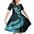 Aqua Polynesian Pattern With Tropical Flowers Family Matching Long Sleeve Bodycon Dress and Hawaiian Shirt LT05 Daughter's Dress Aqua - Polynesian Pride