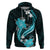 Aqua Polynesian Pattern With Tropical Flowers Hoodie LT05 Pullover Hoodie Aqua - Polynesian Pride