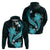 Aqua Polynesian Pattern With Tropical Flowers Hoodie LT05 - Polynesian Pride