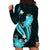 Aqua Polynesian Pattern With Tropical Flowers Hoodie Dress LT05 - Polynesian Pride