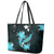 Aqua Polynesian Pattern With Tropical Flowers Leather Tote Bag LT05 - Polynesian Pride