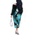 Aqua Polynesian Pattern With Tropical Flowers Off The Shoulder Long Sleeve Dress LT05 - Polynesian Pride