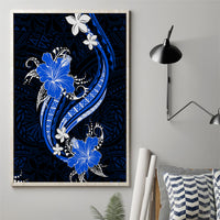 Blue Polynesian Pattern With Tropical Flowers Canvas Wall Art LT05 - Polynesian Pride