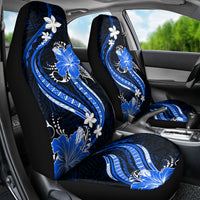 Blue Polynesian Pattern With Tropical Flowers Car Seat Cover LT05 - Polynesian Pride