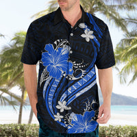 Blue Polynesian Pattern With Tropical Flowers Hawaiian Shirt LT05 - Polynesian Pride