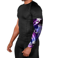Galaxy Polynesian Pattern With Tropical Flowers Arm Sleeves - Polynesian Pride