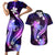 Galaxy Polynesian Pattern With Tropical Flowers Couples Matching Short Sleeve Bodycon Dress and Hawaiian Shirt LT05 Galaxy - Polynesian Pride