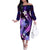Galaxy Polynesian Pattern With Tropical Flowers Family Matching Off Shoulder Long Sleeve Dress and Hawaiian Shirt LT05 Mom's Dress Galaxy - Polynesian Pride