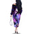 Galaxy Polynesian Pattern With Tropical Flowers Family Matching Off Shoulder Long Sleeve Dress and Hawaiian Shirt LT05 - Polynesian Pride