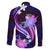 Galaxy Polynesian Pattern With Tropical Flowers Family Matching Short Sleeve Bodycon Dress and Hawaiian Shirt LT05 - Polynesian Pride