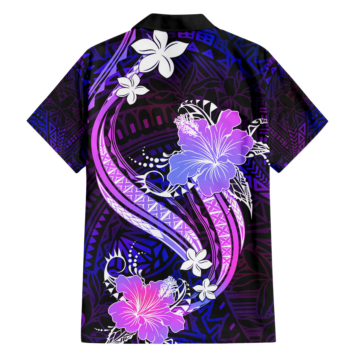 Galaxy Polynesian Pattern With Tropical Flowers Family Matching Summer Maxi Dress and Hawaiian Shirt LT05 - Polynesian Pride