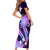Galaxy Polynesian Pattern With Tropical Flowers Short Sleeve Bodycon Dress LT05 - Polynesian Pride