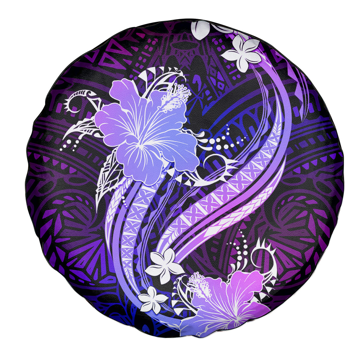 Galaxy Polynesian Pattern With Tropical Flowers Spare Tire Cover LT05 - Polynesian Pride
