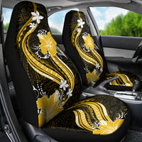 Gold Polynesian Pattern With Tropical Flowers Car Seat Cover LT05 - Polynesian Pride