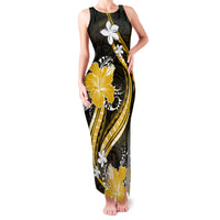 Gold Polynesian Pattern With Tropical Flowers Family Matching Tank Maxi Dress and Hawaiian Shirt LT05 Mom's Dress Gold - Polynesian Pride