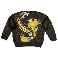 Gold Polynesian Pattern With Tropical Flowers Kid Ugly Christmas Sweater
