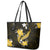 Gold Polynesian Pattern With Tropical Flowers Leather Tote Bag LT05 - Polynesian Pride