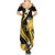 Gold Polynesian Pattern With Tropical Flowers Summer Maxi Dress LT05 - Polynesian Pride