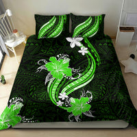 Green Polynesian Pattern With Tropical Flowers Bedding Set LT05 - Polynesian Pride