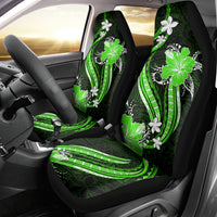 Green Polynesian Pattern With Tropical Flowers Car Seat Cover LT05 - Polynesian Pride