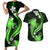 Green Polynesian Pattern With Tropical Flowers Couples Matching Short Sleeve Bodycon Dress and Hawaiian Shirt LT05 Green - Polynesian Pride