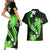 Green Polynesian Pattern With Tropical Flowers Couples Matching Short Sleeve Bodycon Dress and Hawaiian Shirt LT05 - Polynesian Pride