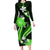 Green Polynesian Pattern With Tropical Flowers Family Matching Long Sleeve Bodycon Dress and Hawaiian Shirt LT05 Mom's Dress Green - Polynesian Pride