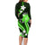 Green Polynesian Pattern With Tropical Flowers Family Matching Long Sleeve Bodycon Dress and Hawaiian Shirt LT05 - Polynesian Pride