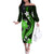Green Polynesian Pattern With Tropical Flowers Family Matching Off Shoulder Long Sleeve Dress and Hawaiian Shirt LT05 Mom's Dress Green - Polynesian Pride