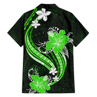 Green Polynesian Pattern With Tropical Flowers Family Matching Puletasi Dress and Hawaiian Shirt LT05 - Polynesian Pride