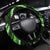 Green Polynesian Pattern With Tropical Flowers Steering Wheel Cover