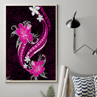 Pink Polynesian Pattern With Tropical Flowers Canvas Wall Art LT05 - Polynesian Pride