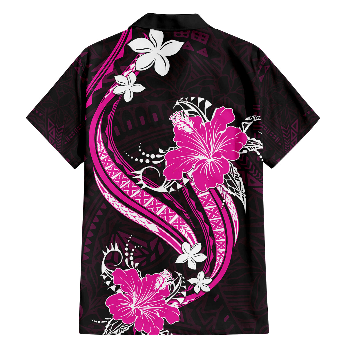 Pink Polynesian Pattern With Tropical Flowers Family Matching Summer Maxi Dress and Hawaiian Shirt LT05 - Polynesian Pride