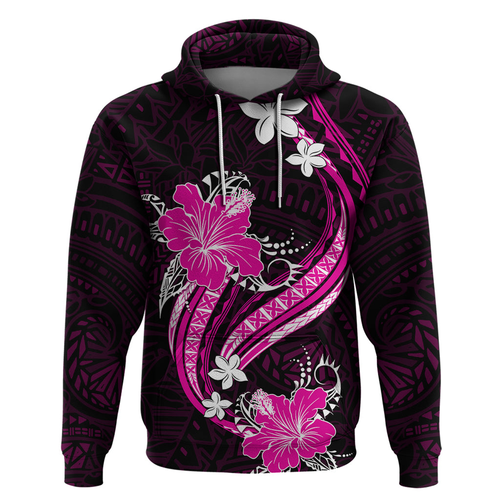 Pink Polynesian Pattern With Tropical Flowers Hoodie LT05 Pink - Polynesian Pride