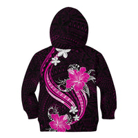 Pink Polynesian Pattern With Tropical Flowers Kid Hoodie LT05 - Polynesian Pride