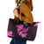 Pink Polynesian Pattern With Tropical Flowers Leather Tote Bag LT05 Pink - Polynesian Pride