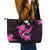 Pink Polynesian Pattern With Tropical Flowers Leather Tote Bag LT05 - Polynesian Pride