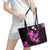 Pink Polynesian Pattern With Tropical Flowers Leather Tote Bag LT05 - Polynesian Pride