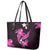 Pink Polynesian Pattern With Tropical Flowers Leather Tote Bag LT05 - Polynesian Pride