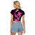 Pink Polynesian Pattern With Tropical Flowers Raglan Cropped T Shirt LT05 - Polynesian Pride