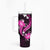 Pink Polynesian Pattern With Tropical Flowers Tumbler With Handle