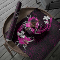Pink Polynesian Pattern With Tropical Flowers Wrapping Paper - Polynesian Pride