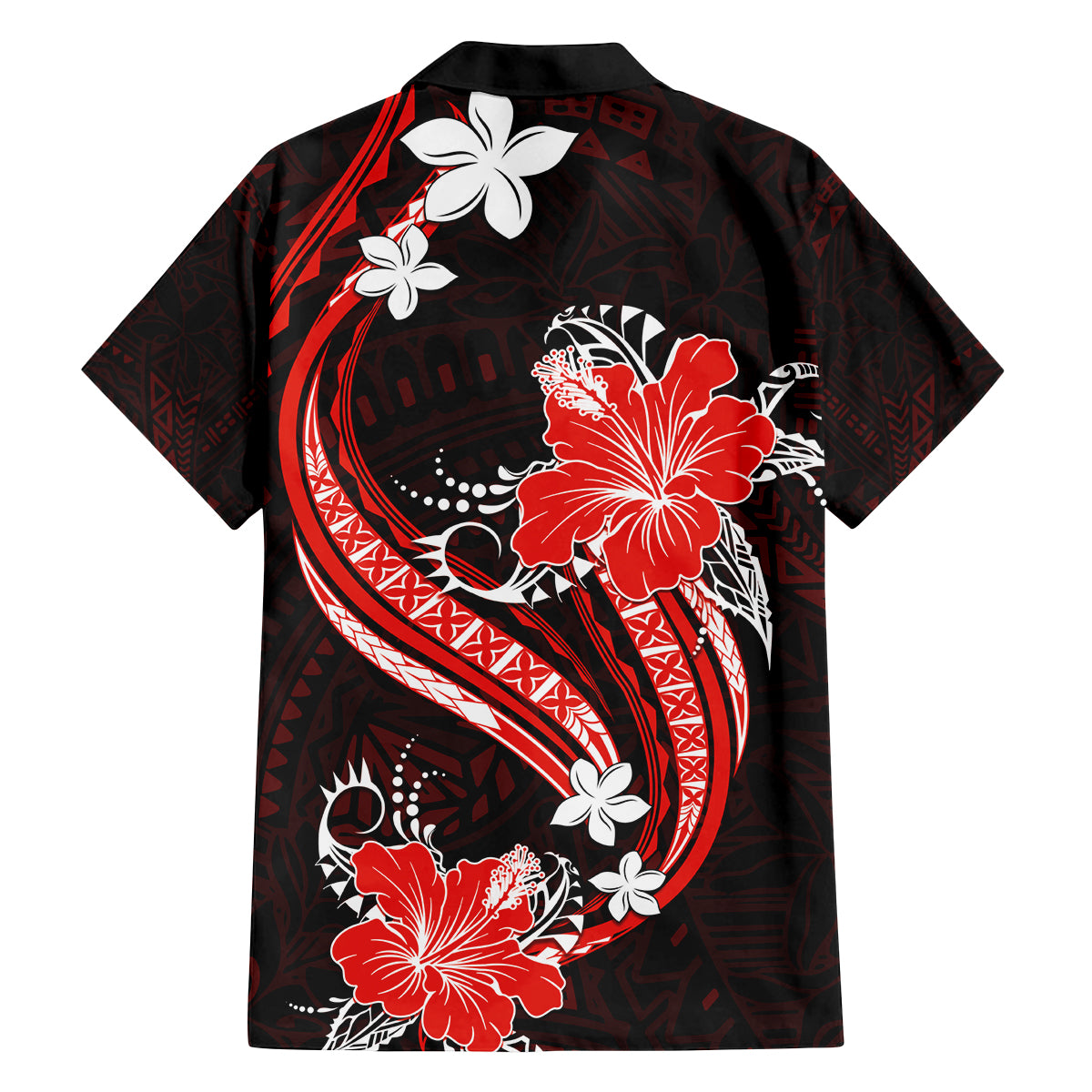 Red Polynesian Pattern With Tropical Flowers Family Matching Off Shoulder Long Sleeve Dress and Hawaiian Shirt LT05 - Polynesian Pride