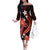 Red Polynesian Pattern With Tropical Flowers Family Matching Off Shoulder Long Sleeve Dress and Hawaiian Shirt LT05 Mom's Dress Red - Polynesian Pride