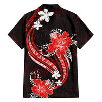 Red Polynesian Pattern With Tropical Flowers Family Matching Summer Maxi Dress and Hawaiian Shirt LT05 - Polynesian Pride