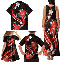 Red Polynesian Pattern With Tropical Flowers Family Matching Tank Maxi Dress and Hawaiian Shirt LT05 - Polynesian Pride
